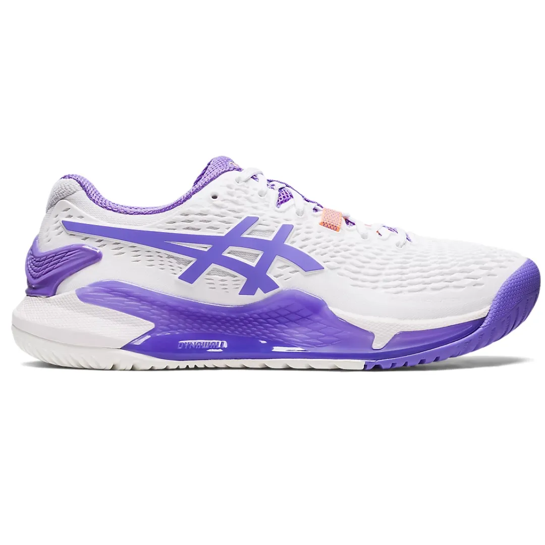 Supportive Asics Women Gel Resolution 9 Tennis Shoes - White/Amethyst