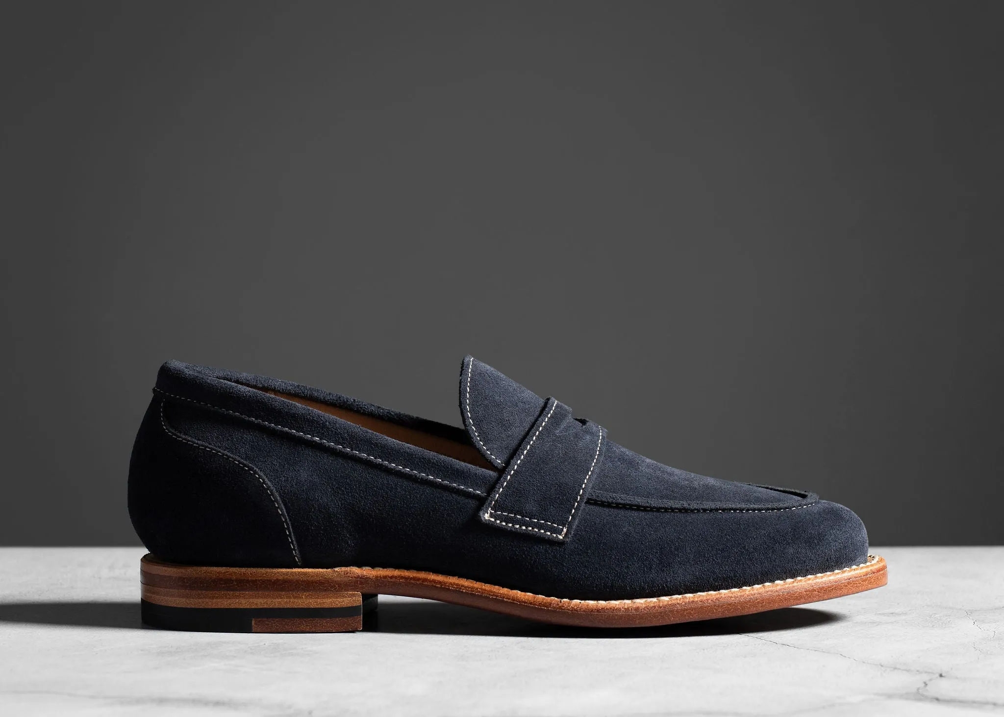 Clara Penny Loafer Midnight Suede Elastic