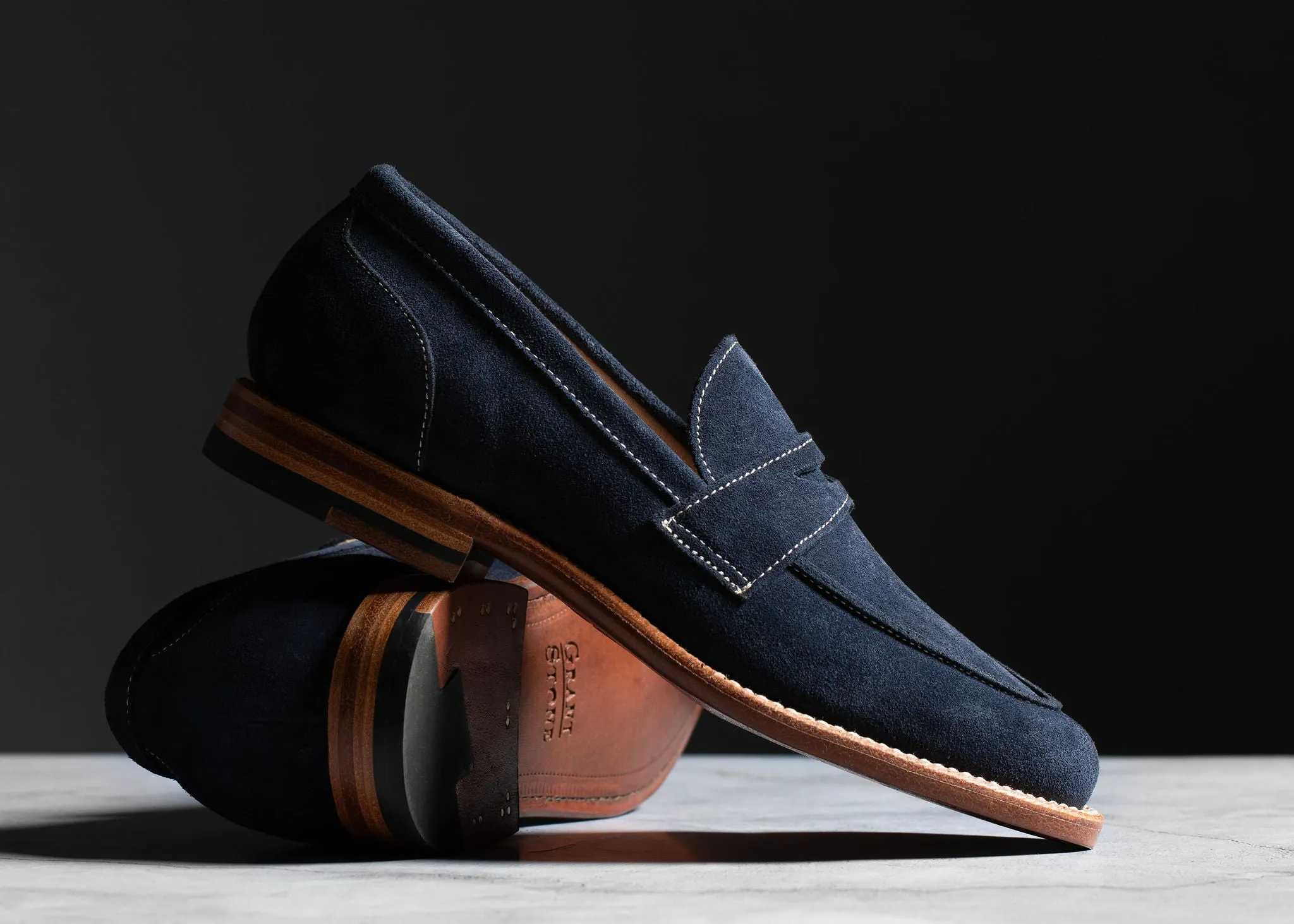 Clara Penny Loafer Midnight Suede Toe Smooth Summer Footwear