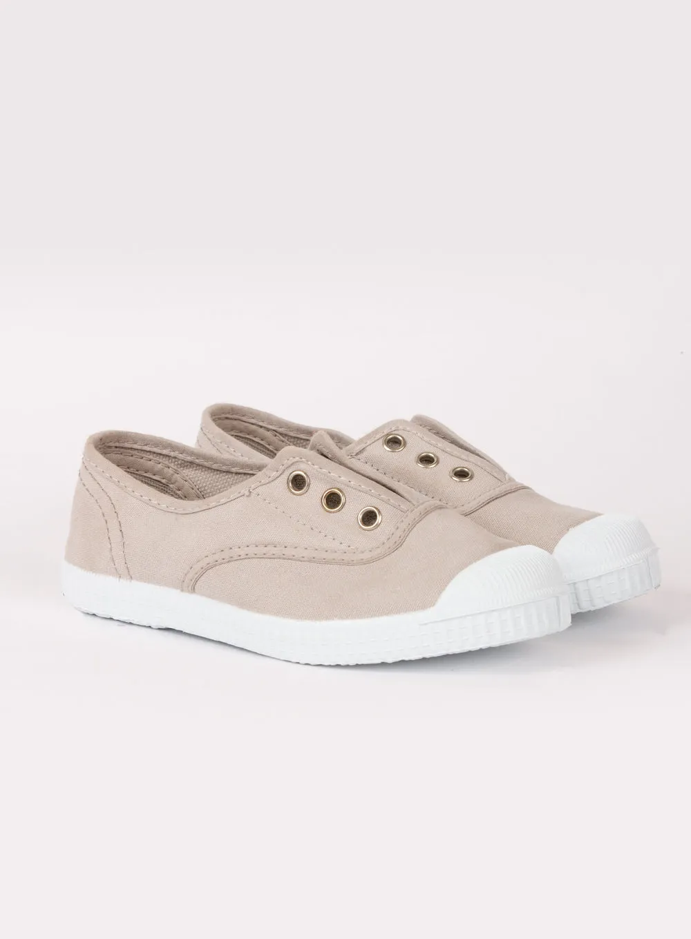 Hampton Canvas Plum Plimsolls in Putty Sleek Style Win Step