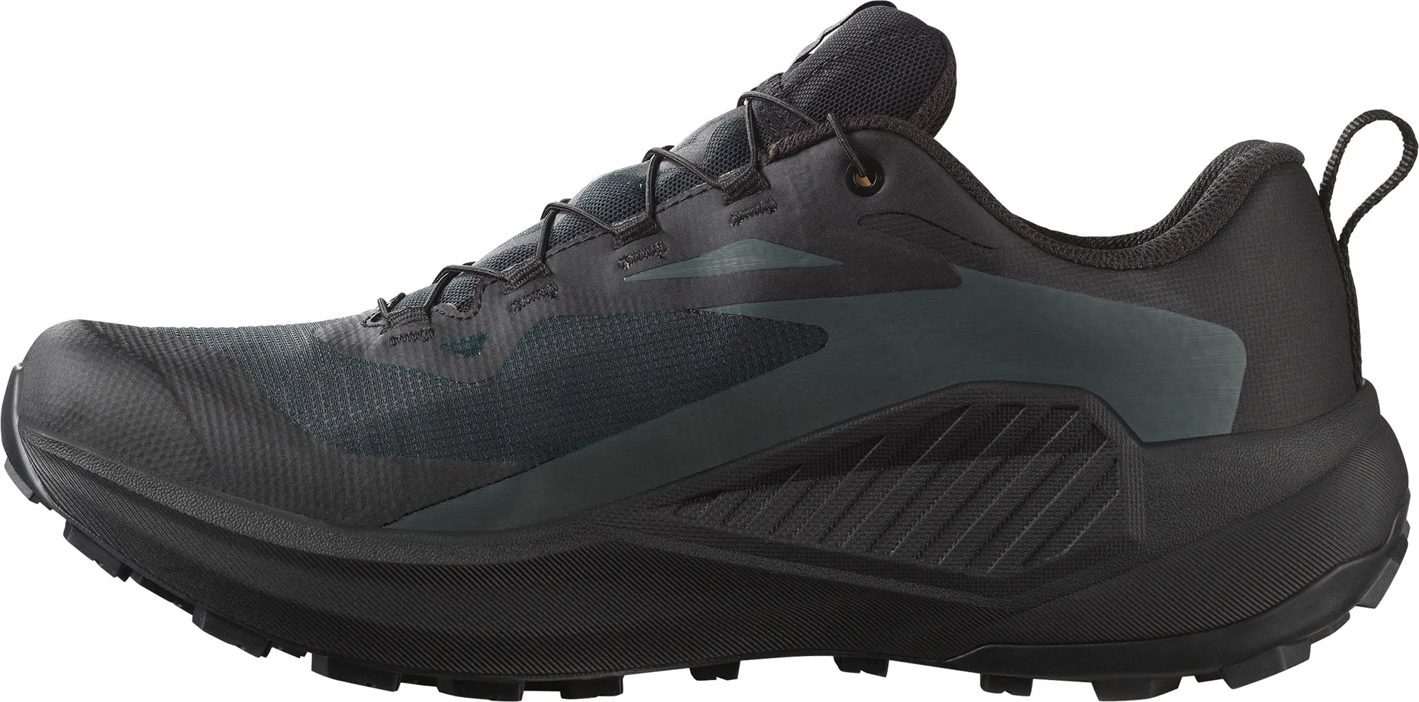 Soft lining offers a smooth feel during active wear Salomon Genesis GORE-TEX Mens Trail Running Shoes - Black