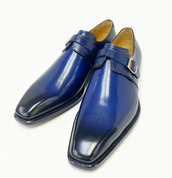 hand made Ugo Vasare "Brooks" Monkstrap Shoe Navy