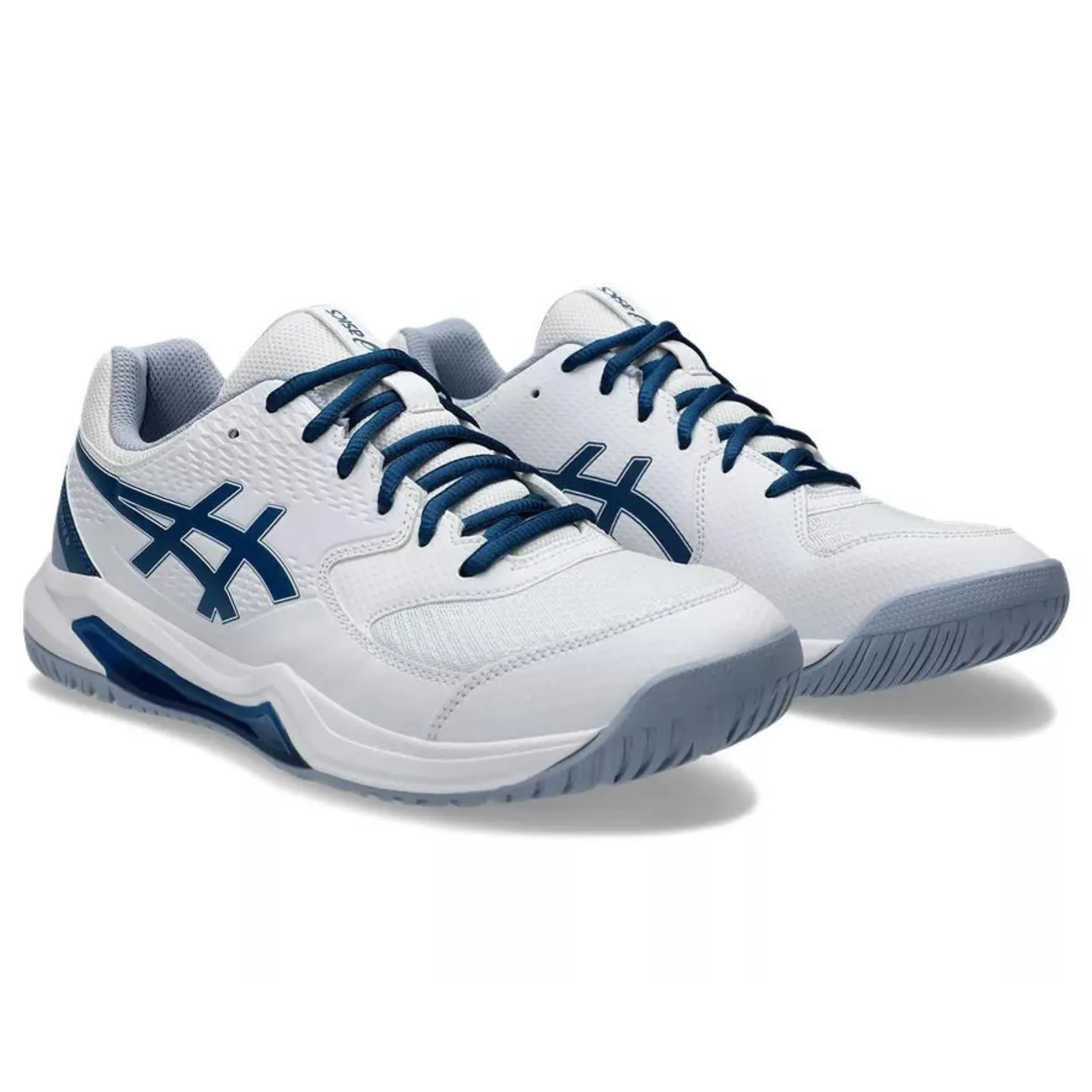 Asics Gel Dedicate 8 Mens Tennis Shoes - White/Mako Blue Training Ready Comfortable