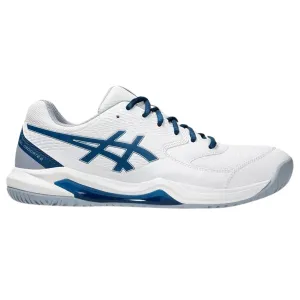 Asics Gel Dedicate 8 Mens Tennis Shoes - White/Mako Blue Responsive Midsole Zip Closure