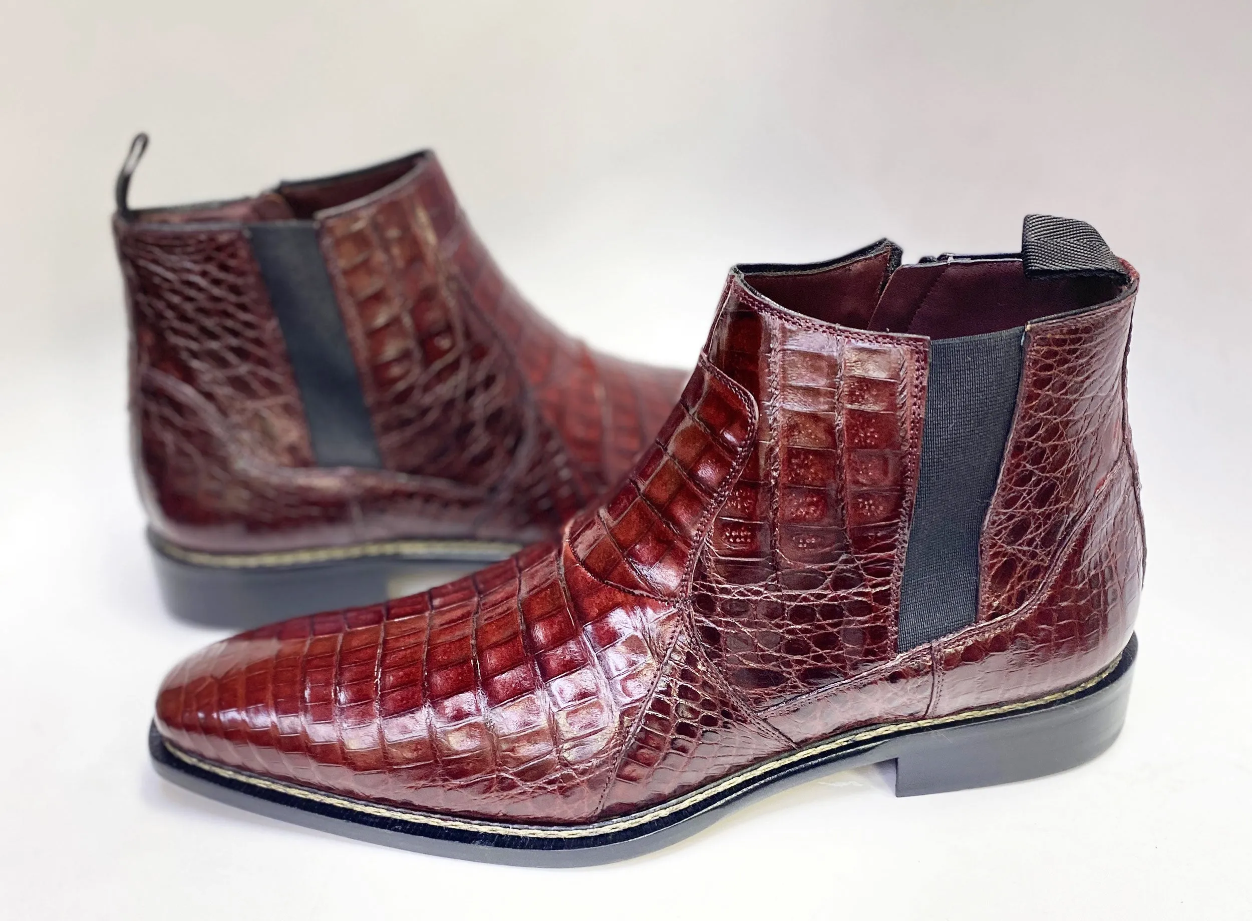 Shine Silver Icon Edge Blackmore Crocodile Slip-On Boot Burgundy