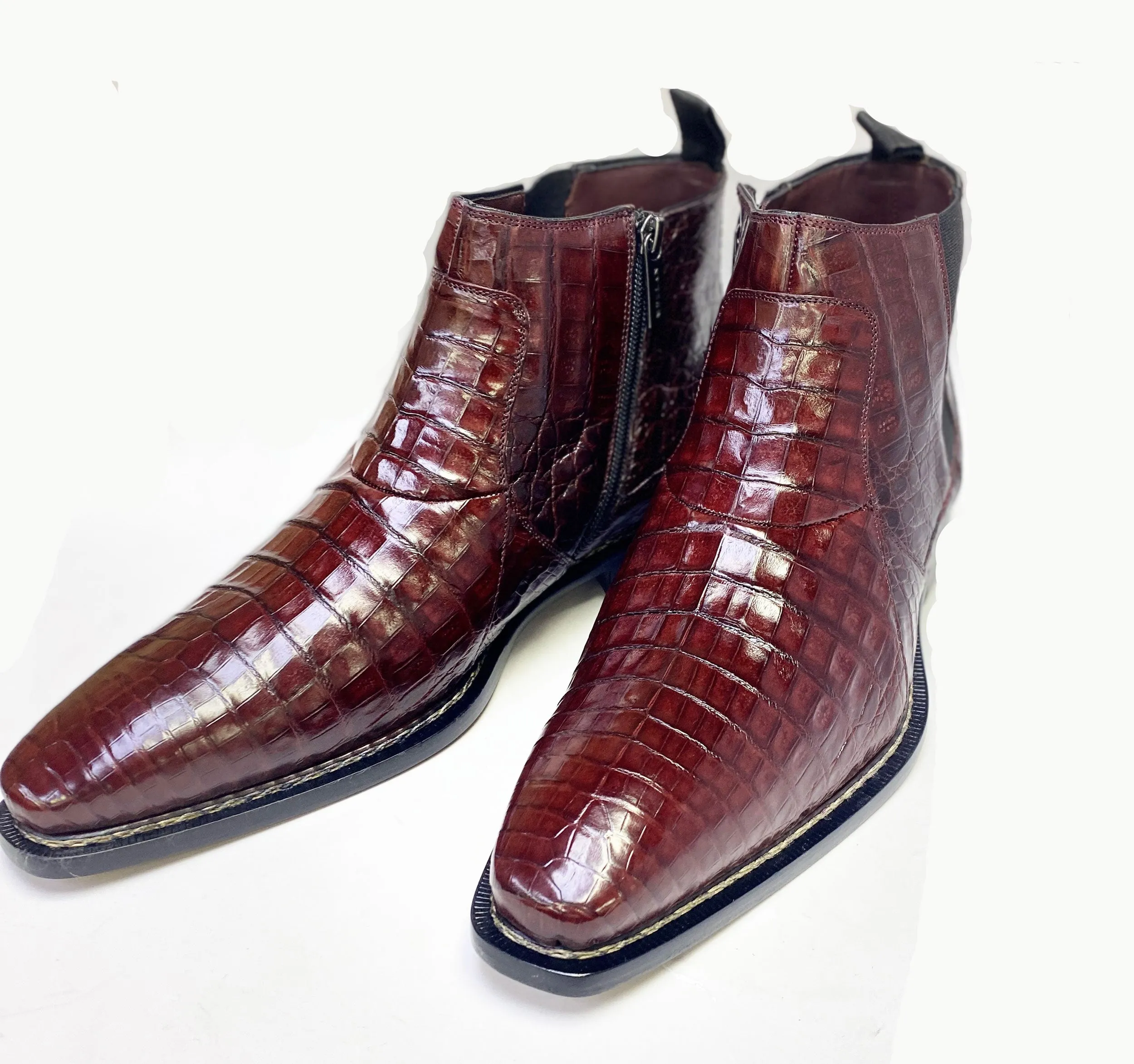 Swim Edge Fur Trim Blackmore Crocodile Slip-On Boot Burgundy