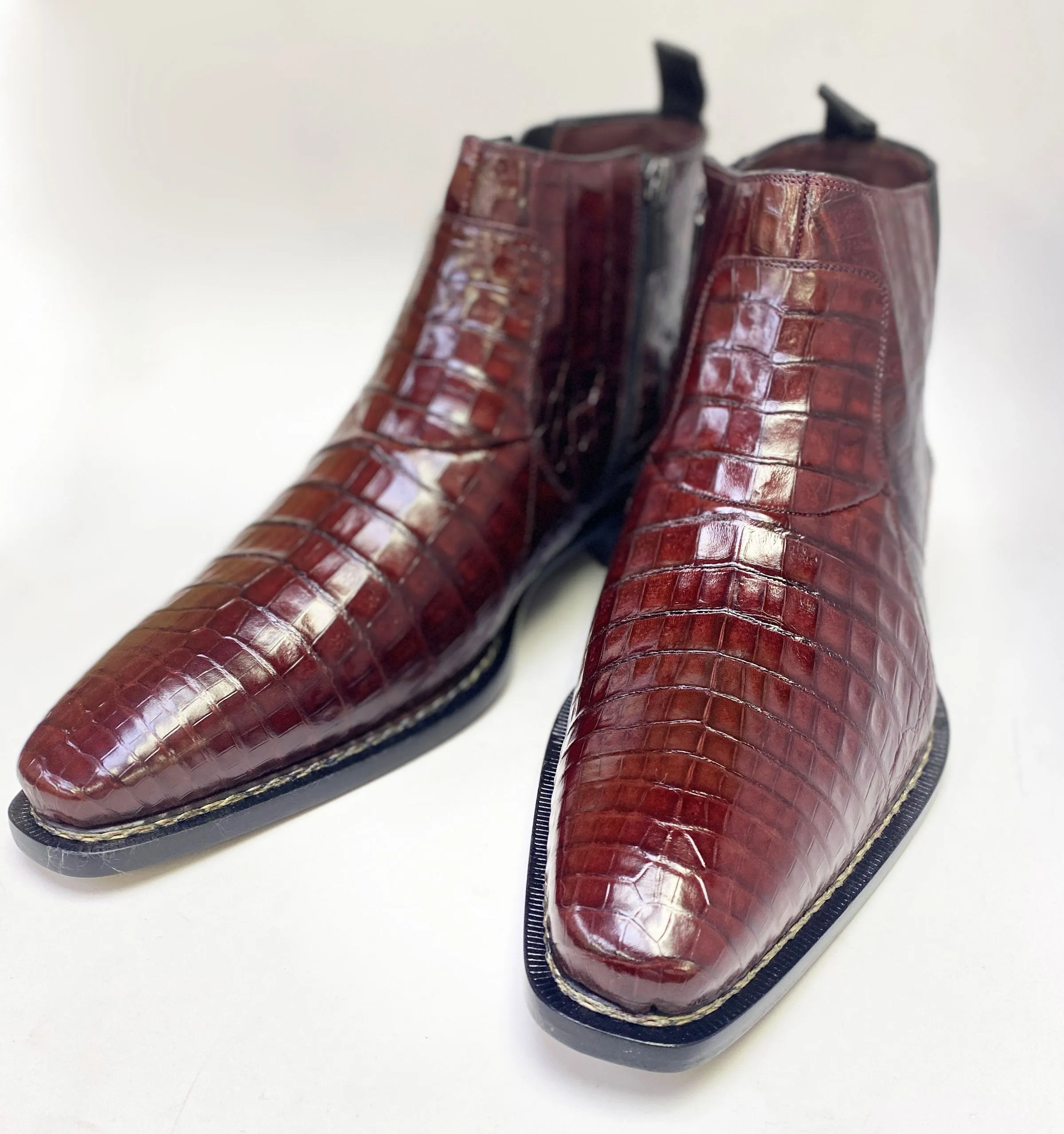 Blackmore Crocodile Slip-On Boot Burgundy Buckle Fit