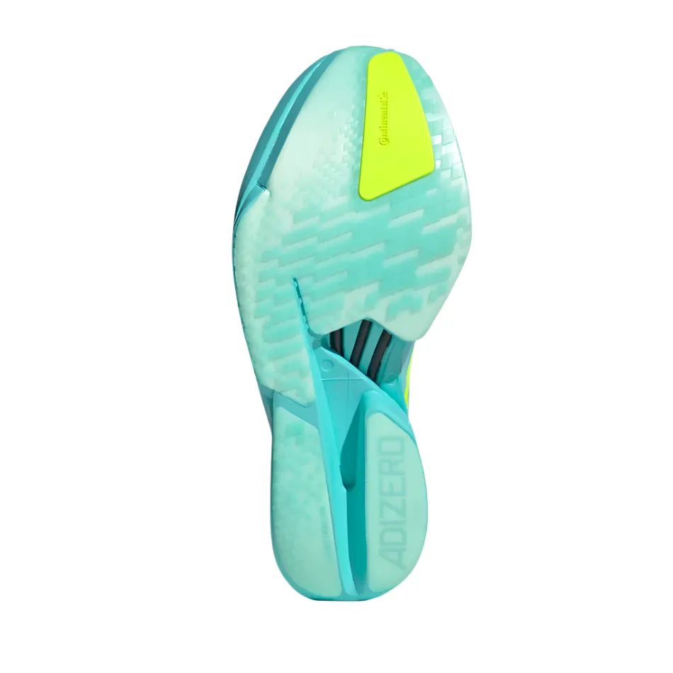 school shoes Sensational traction Adidas Men's Adizero Adios Pro 4 Running Shoes in Flash Aqua/Lucid Lemon/Mint Ton AW25