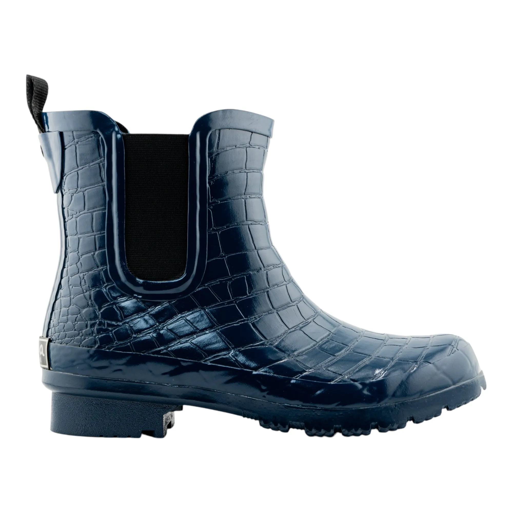 Chelsea Navy Croc Emboss Women's Rain Boots Comfy Urban Style