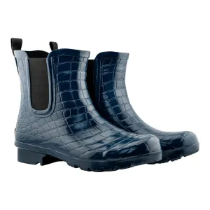 Timeless Style Chelsea Navy Croc Emboss Women's Rain Boots