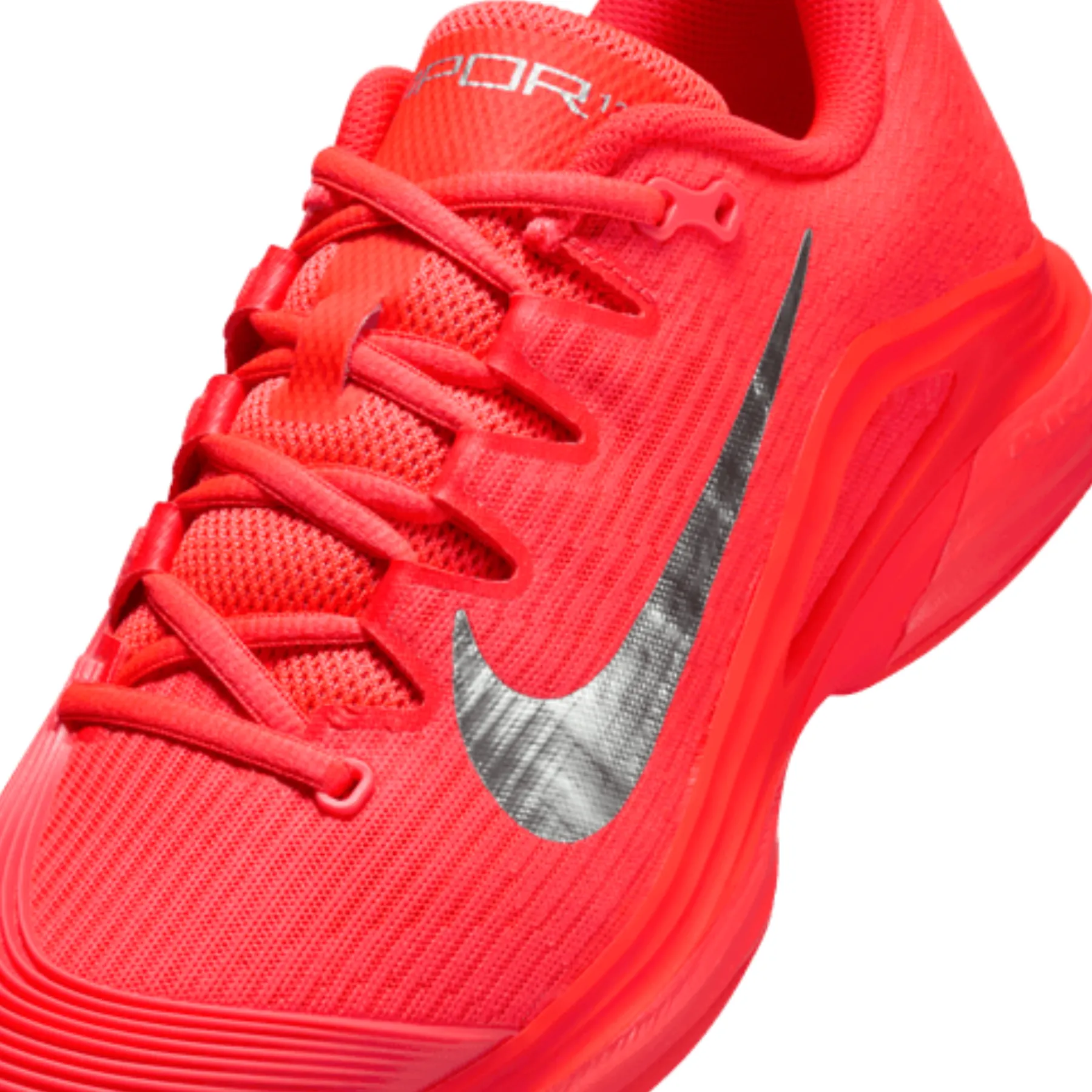 Trail Fit Nike Vapor 12 Premium Womens Hard Court Tennis Shoes - Bright Crimson/Metallic Silver