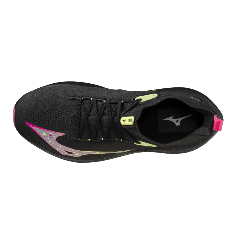 Mizuno Unisex Neo Vista Running Shoes in Black Silver/Pink Tetra AW24 running in a canyon shoes