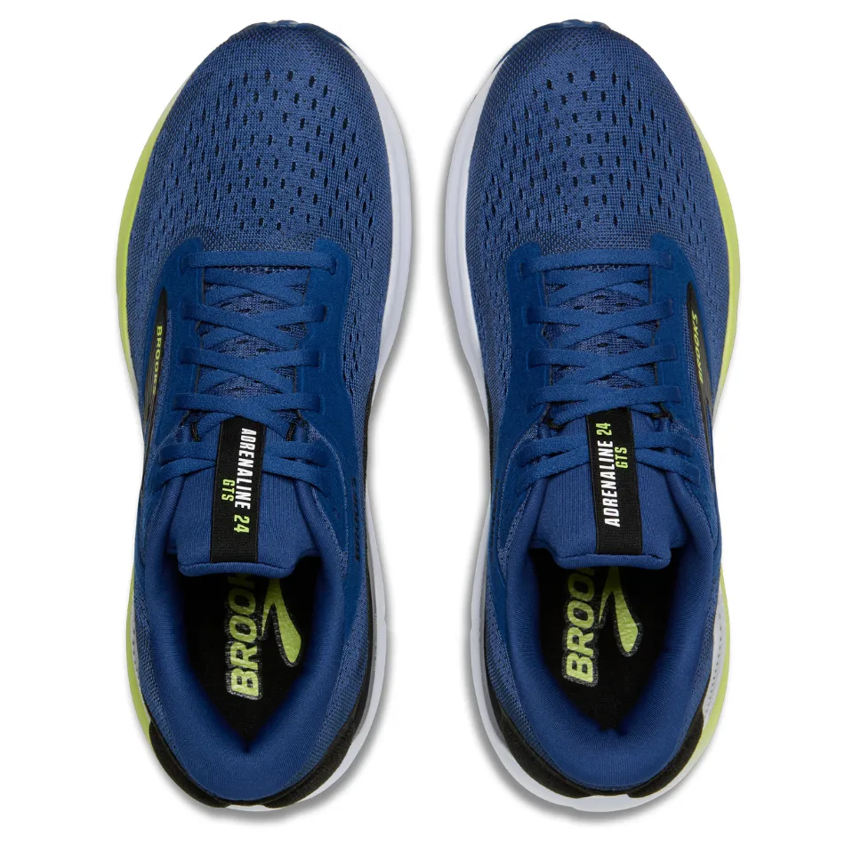 Brooks Men's Adrenaline GTS 24 Running Shoes in Navy Pony/Black/Acid Lime AW25 Moonlight Run touring biking shoes