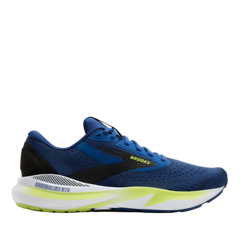 Brooks Men's Adrenaline GTS 24 Running Shoes in Navy Pony/Black/Acid Lime AW25 animal - themed running gear gradient - design shoes