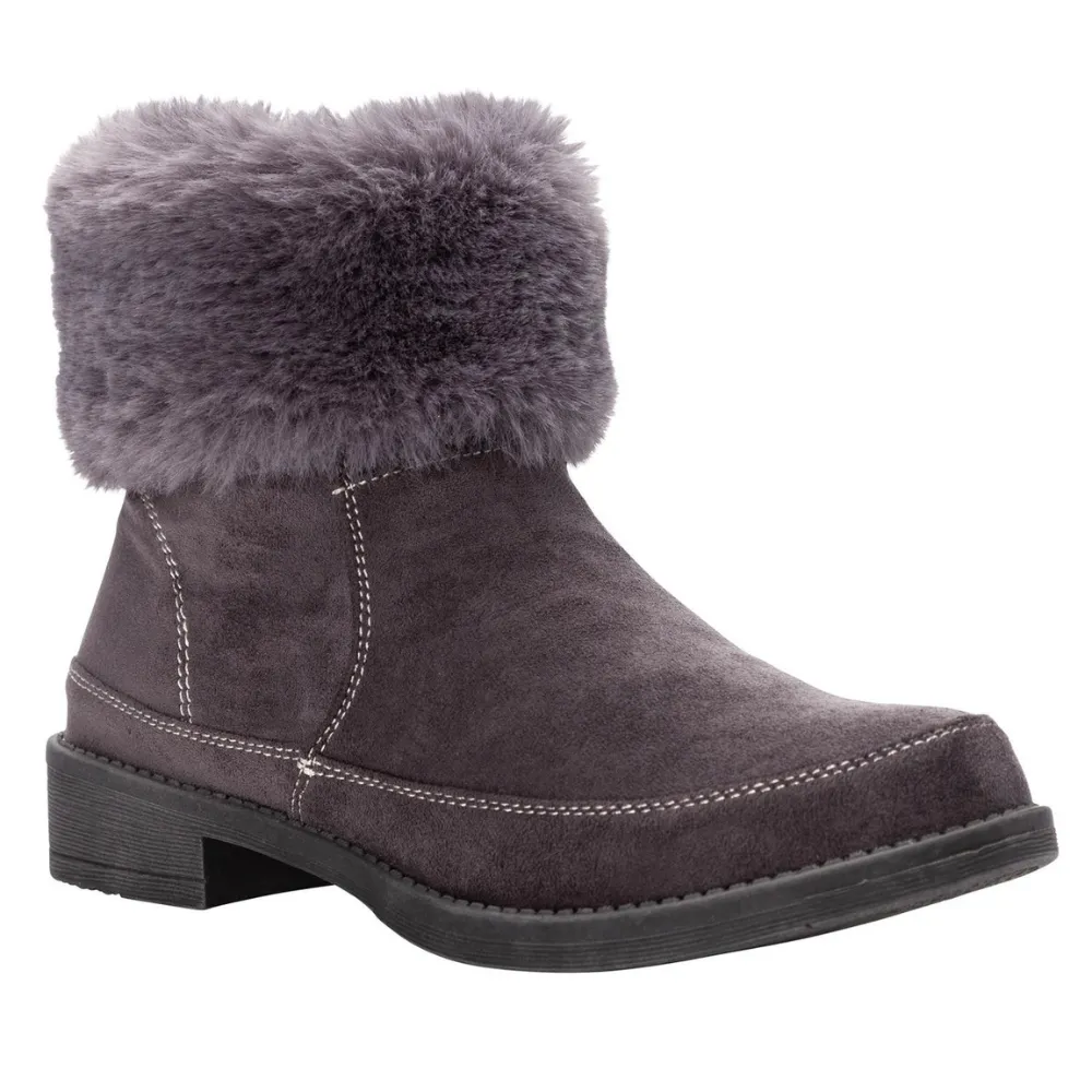 Propet Tabitha Faux Fur Grey Ankle Boot (Women's) Ice Trekking
