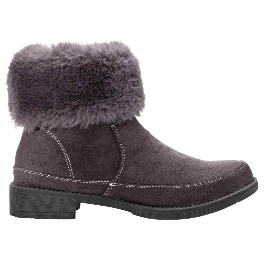 Propet Tabitha Faux Fur Grey Ankle Boot (Women's) Arctic Weather Boots Cozy Boots