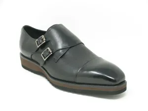 Calfskin Double Monkstrap Shoe Black Point Tip
