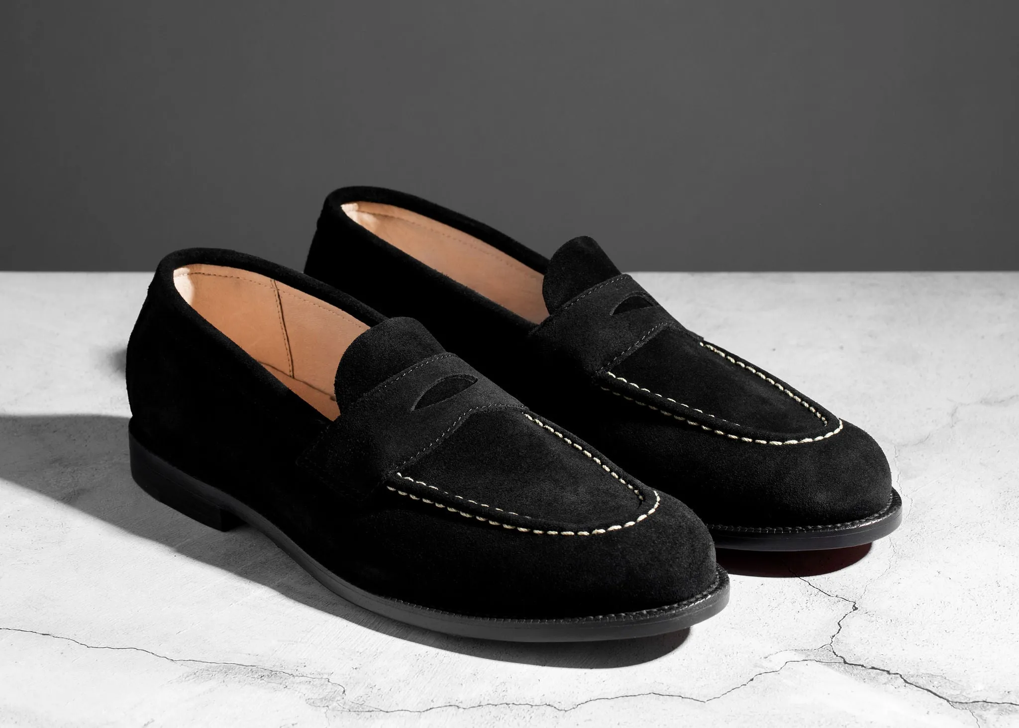 Unlined Traveler Penny Black Suede Toe Free