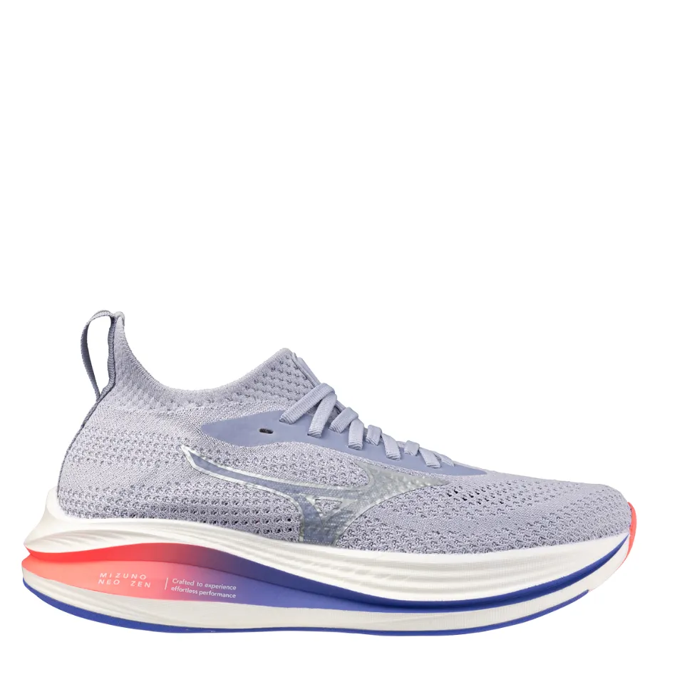 Long distance endurance Breathable - panel Mizuno Women's Neo Zen Running Shoes in Icelandic Blue/Silver/Striking Coral AW25