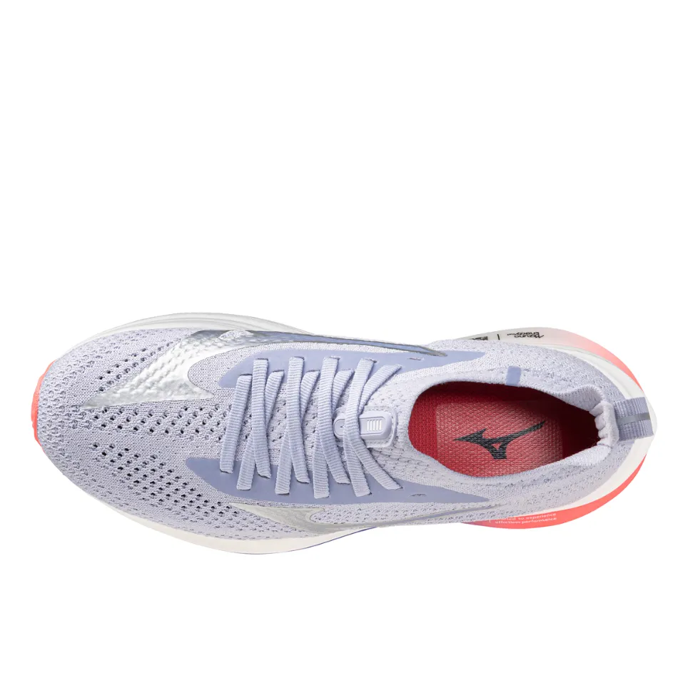 zipper - trimmed - design shoes Mid Top Mizuno Women's Neo Zen Running Shoes in Icelandic Blue/Silver/Striking Coral AW25
