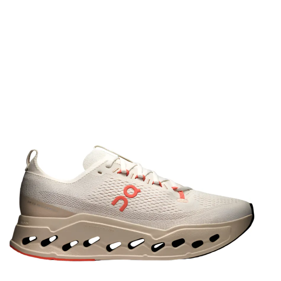 mesh construction On Men's Cloudsurfer Max Running Shoes in Ivory/Salmon AW25