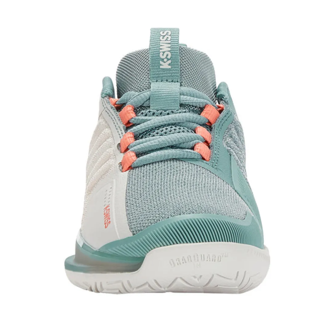 K Swiss Ultrashot 3 Women Tennis Shoes  - Blanc de Blanc/Nile Blue/Desert Flower Soft Footbed