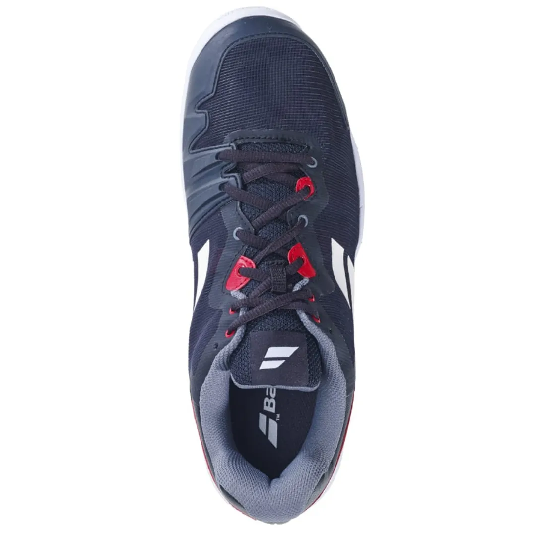 Babolat SFX All Court Men Tennis Shoes - Black/Poppy Red Lightly Padded Foot Motion
