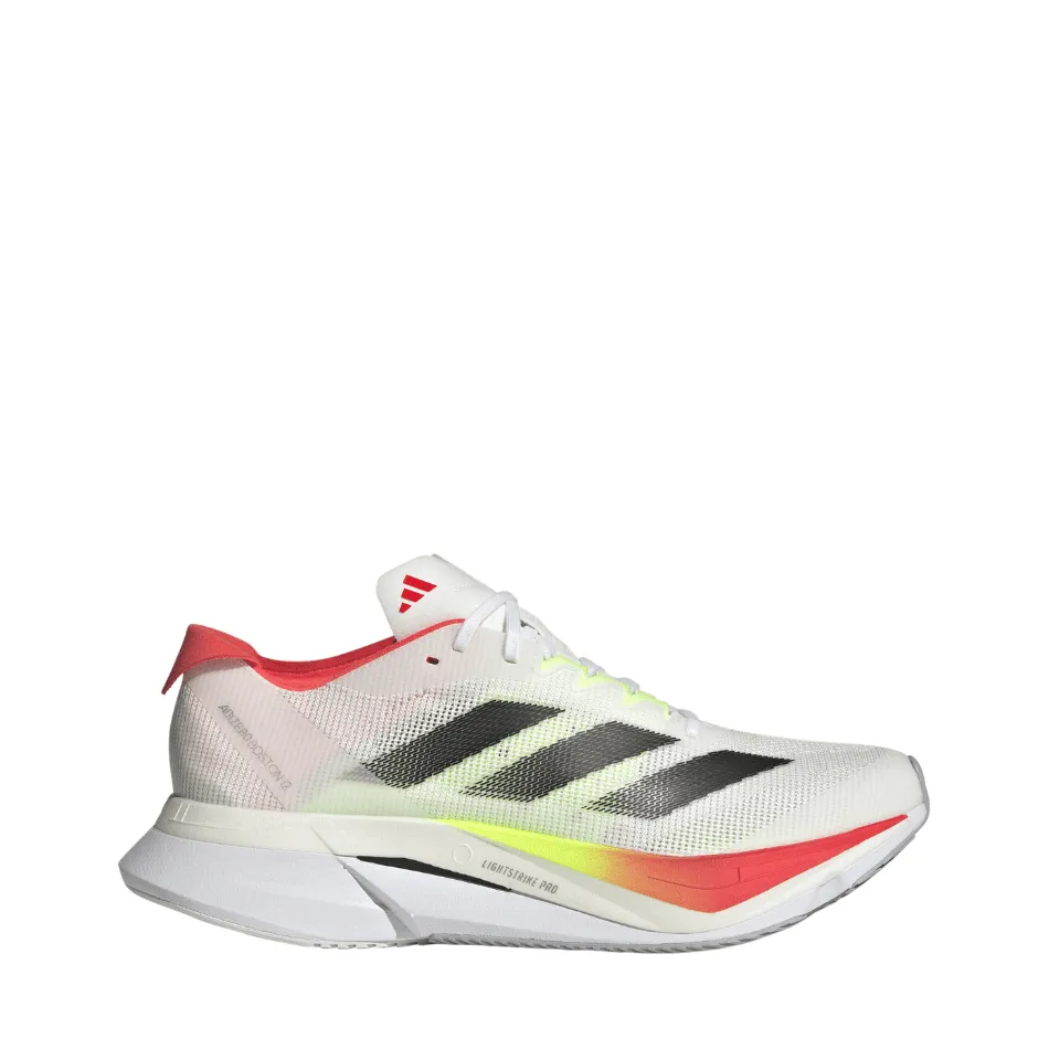 custom - fit Adidas Women's Boston 12 Running Shoes in FTWR White/Core Black/Lucid Red SS25
