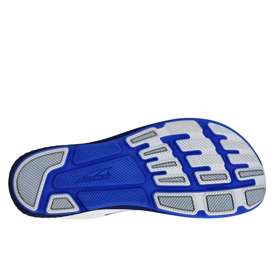 running with music branded running shoes Altra Men's Escalante 4 Running Shoes in White/Blue AW25