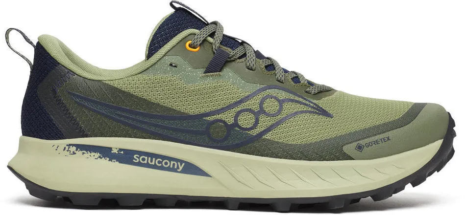 Saucony Peregrine 15 GORE-TEX Mens Trail Running Shoes - Green Sporty Look Inner Padding