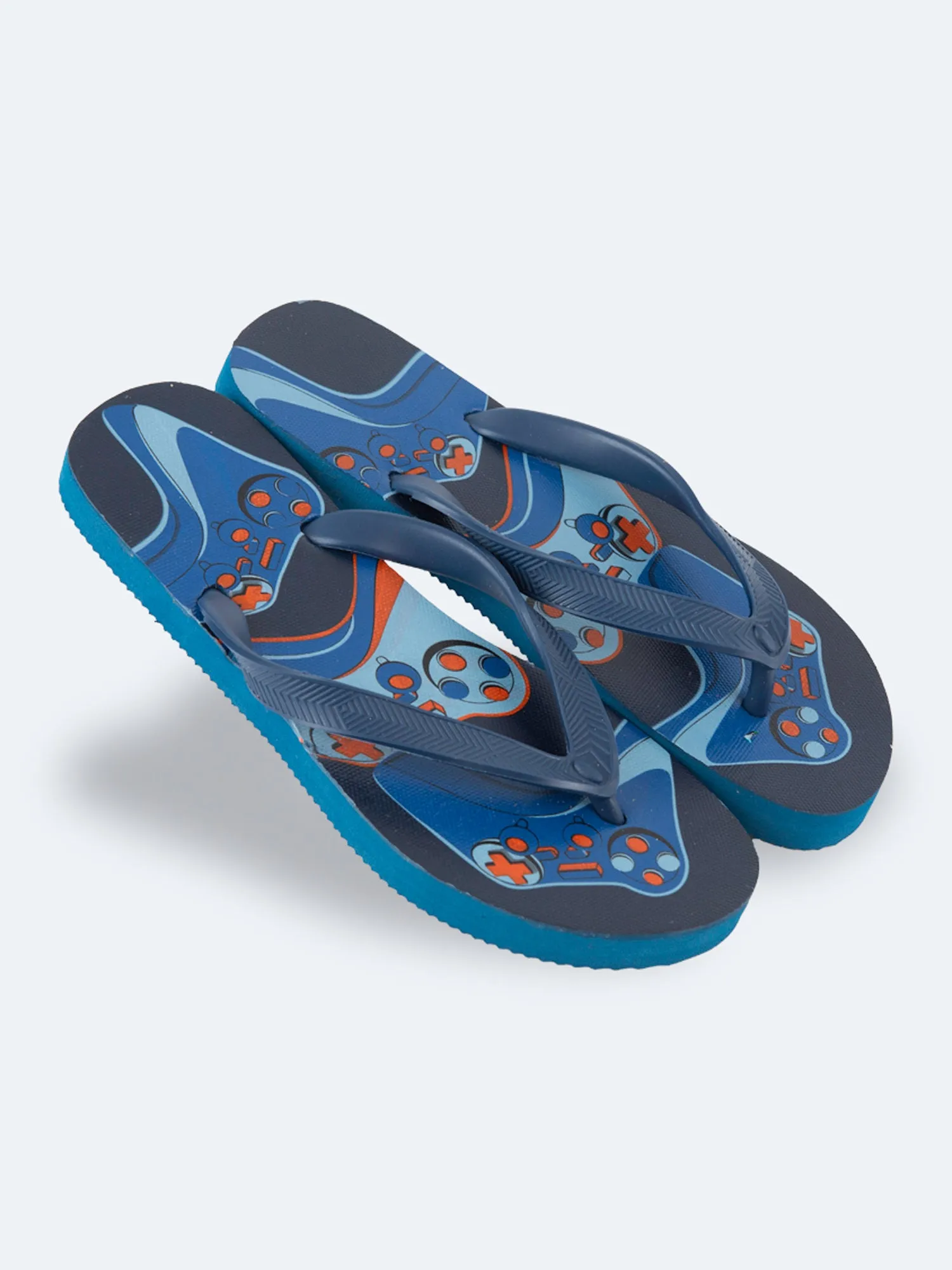 material Oil and Gaz Comfy Kids Beach Slippers Blue/Orange