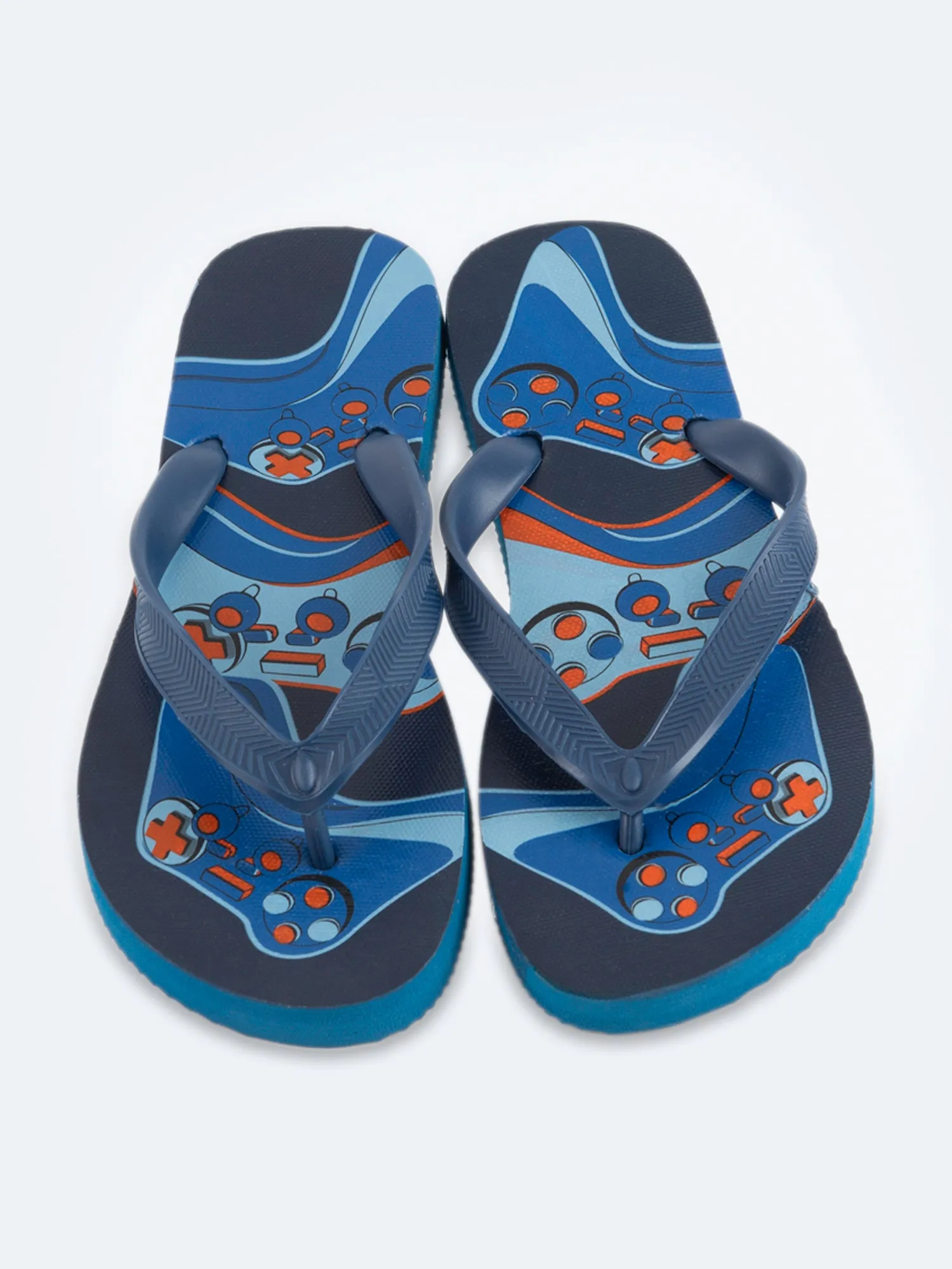 Move Bold Oil and Gaz Comfy Kids Beach Slippers Blue/Orange