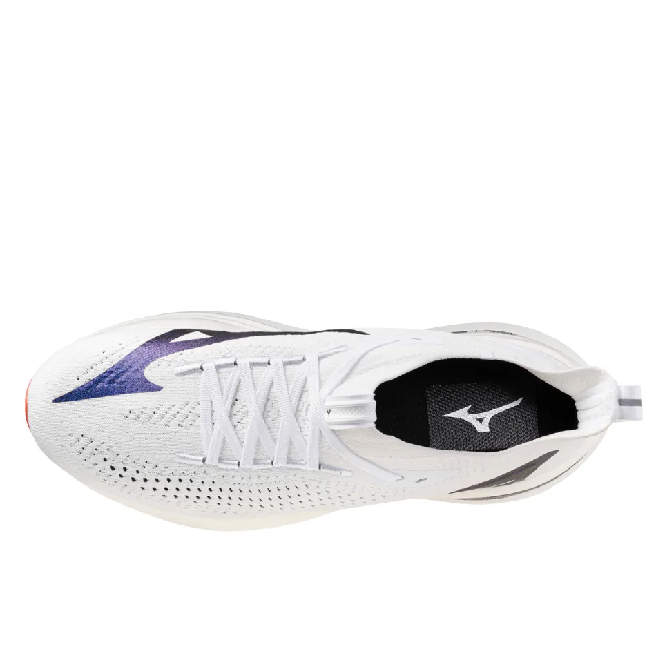 aerobic shoes easy - on design Mizuno Men's Neo Vista 2 Running Shoes in White/White/Iris Bloom AW25