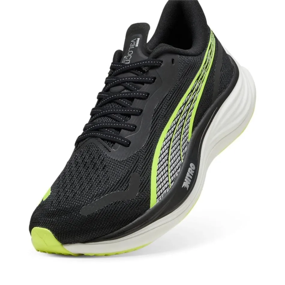 Puma Men's Velocity Nitro 3 Running Shoes in Puma Black/Yellow Alert SS25 Smooth Soles