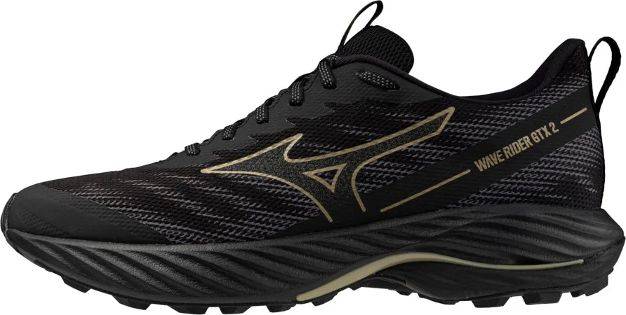 Mizuno Wave Rider GORE-TEX 2 Mens Trail Running Shoes - Black Heel cushioning promotes balance during step-backs