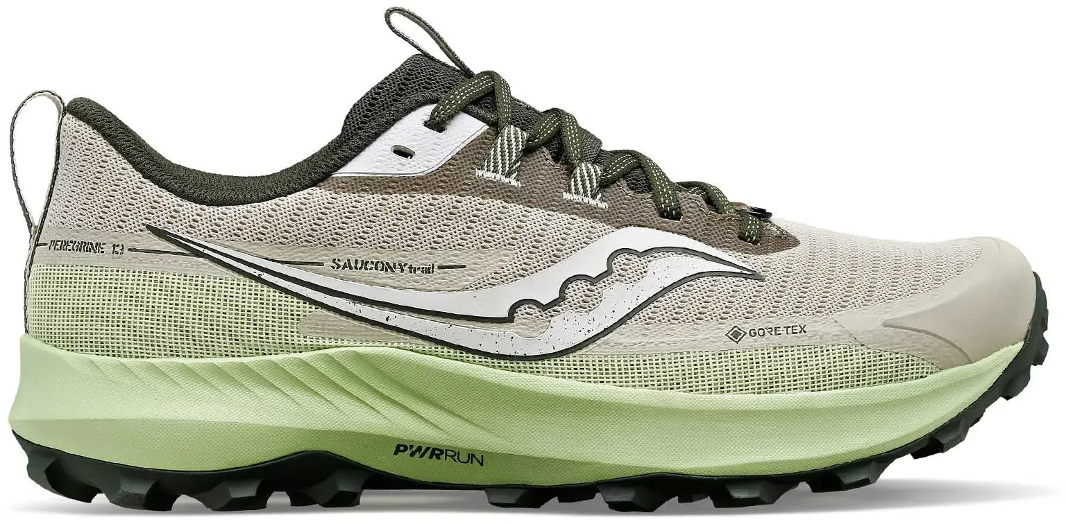 Drive Motion Ideal for movement drills and fast-paced agility work Saucony Peregrine 13 GORE-TEX Mens Trail Running Shoes - Brown