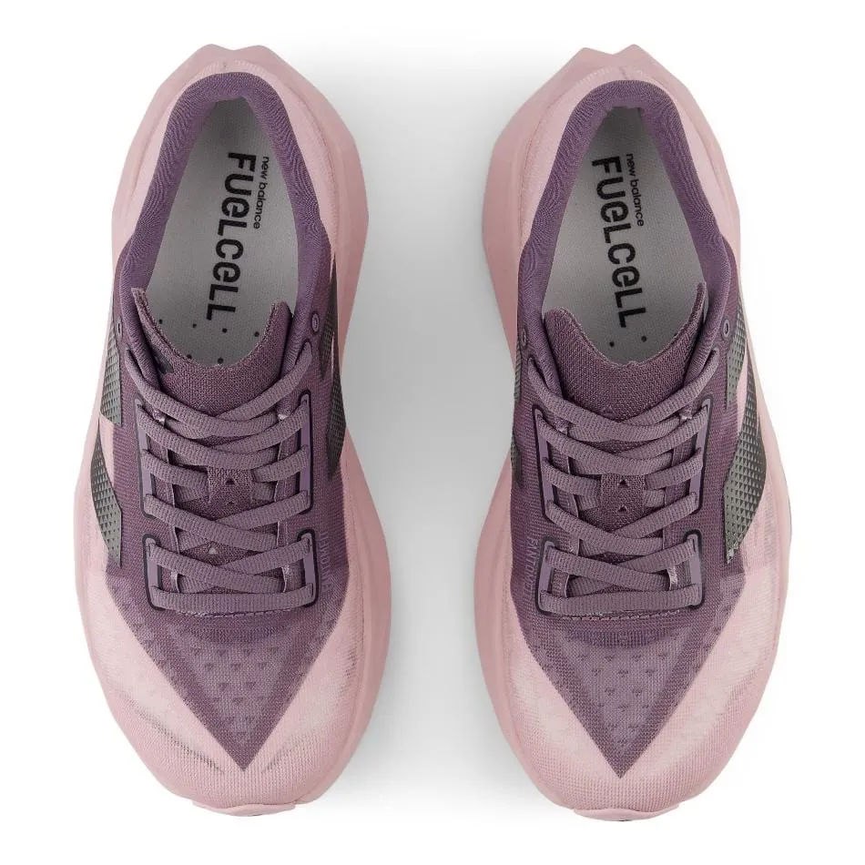 rigid - upper - feature shoes New Balance Women's FuelCell Rebel V4 Running Shoes in Twilight Haze/Dark Ice Wine/Black SS25