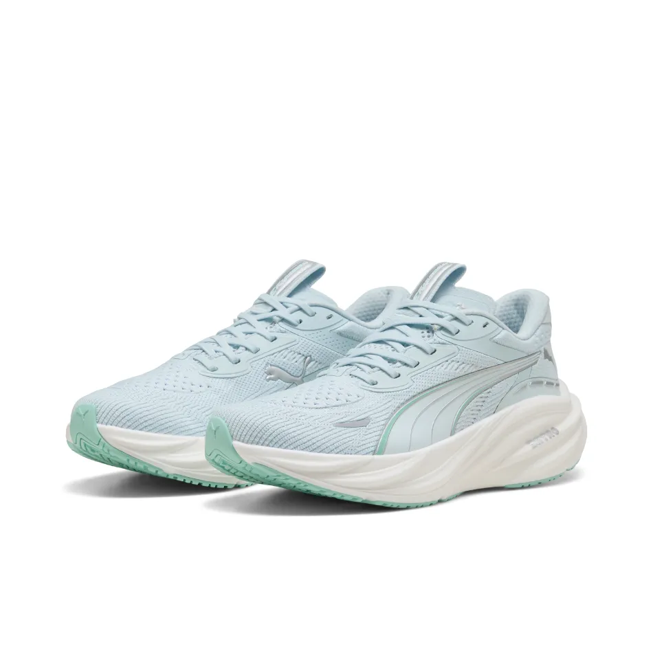 night - running shoes supportive shoes PUMA Women's Magnify NITRO 3 Running Shoes in Sea Glass/Mint Melt AW25