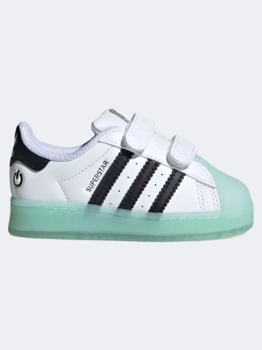 Adidas Superstar Led Light Infant-Boys Originals Shoes White/Aqua/Black Bright Gold