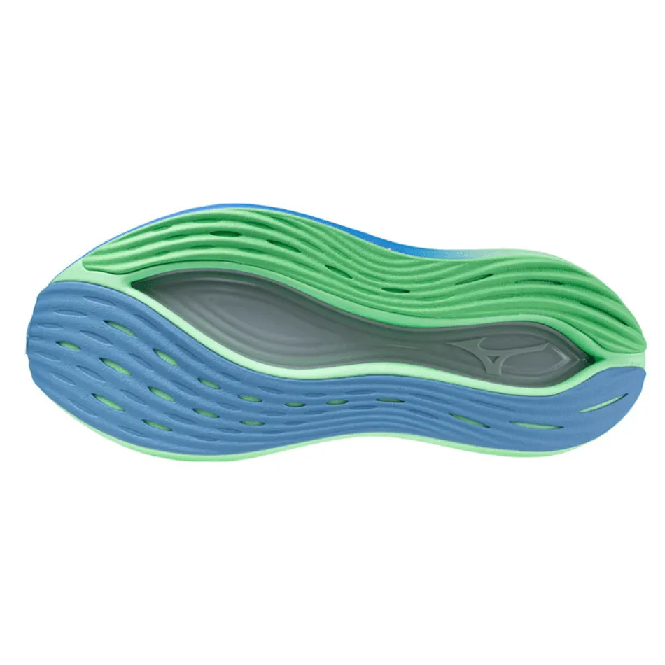 Minimalist Style Comfort Cuffs Mizuno Men's Neo Vista Running Shoes in Nimbus Cloud/Vintage Indigo/Neo Mint SS25