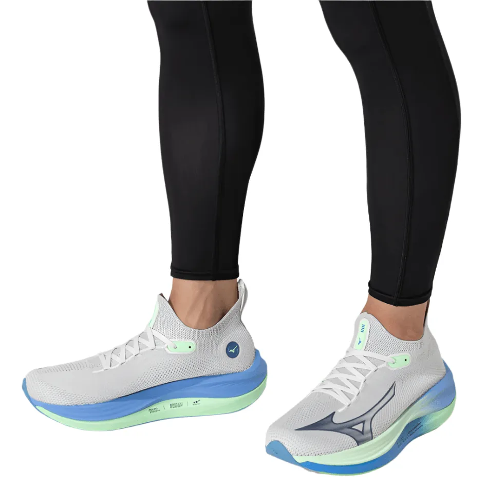 Mizuno Men's Neo Vista Running Shoes in Nimbus Cloud/Vintage Indigo/Neo Mint SS25 hook - and - loop running option