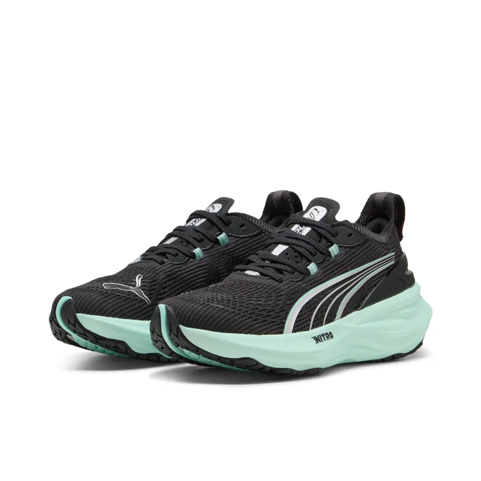 PUMA Women's Foreverun NITRO 2 Running Shoes in PUMA Black/Mint Melt AW25 genuine leather shoes moisture - wicking shoe attribute