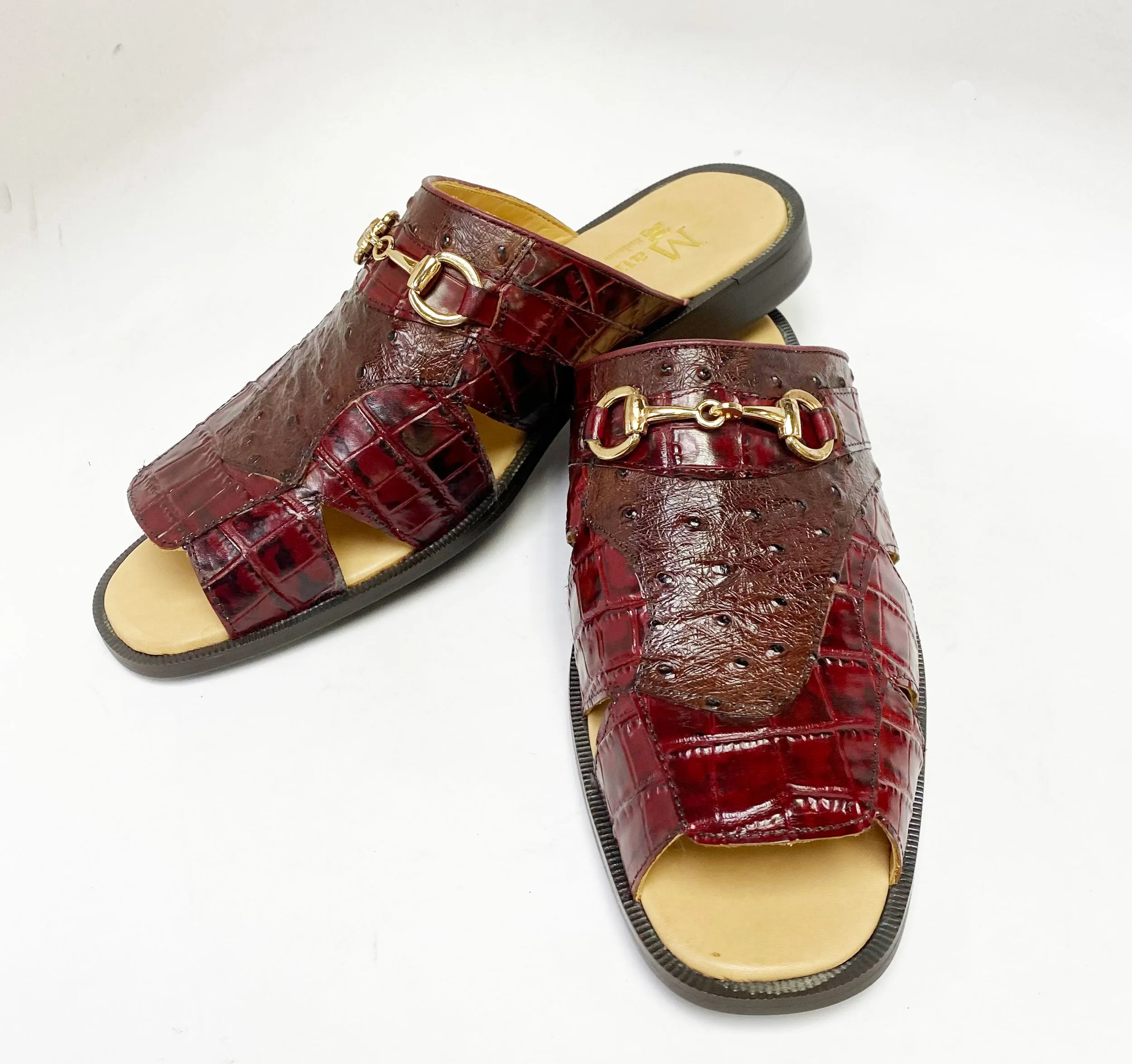 Comfort Walk Maurice Embossed Calfskin Slip-On Sandal Burgundy