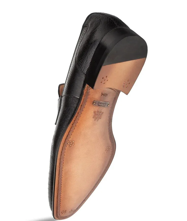Comfort Outsole Zen Step Style: Mayor Lizard Penny Loafer Black