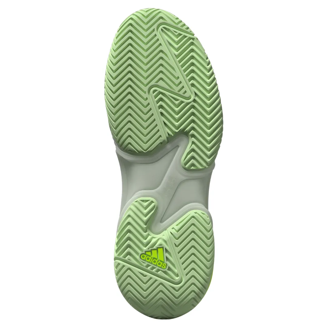 Adidas Barricade 13 Mens Tennis Shoes - White/Black/Green Travel Wear Synthetic Upper