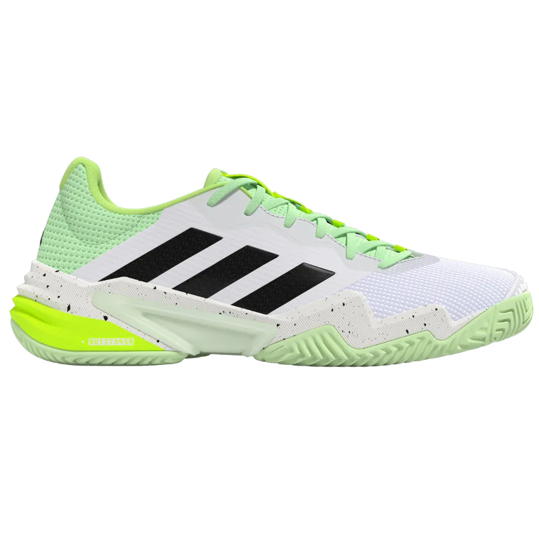 Soft Liner Adidas Barricade 13 Mens Tennis Shoes - White/Black/Green