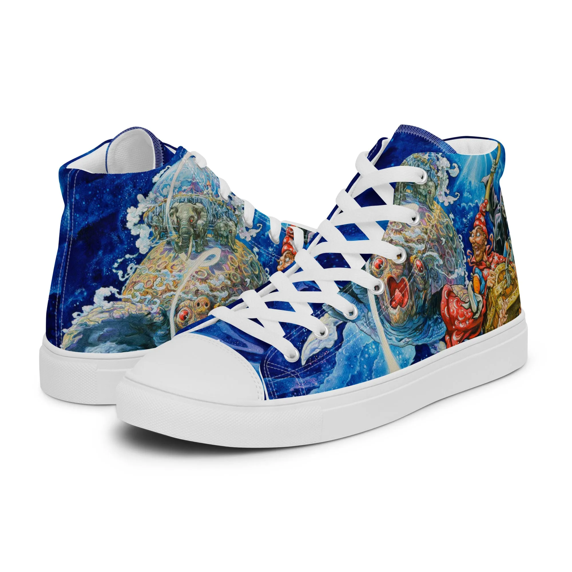 Navy Deep Foot Freedom Discworld III Men??s High Top Canvas Shoes - Free shipping! *US SIZES SHOWN! USE CHART!