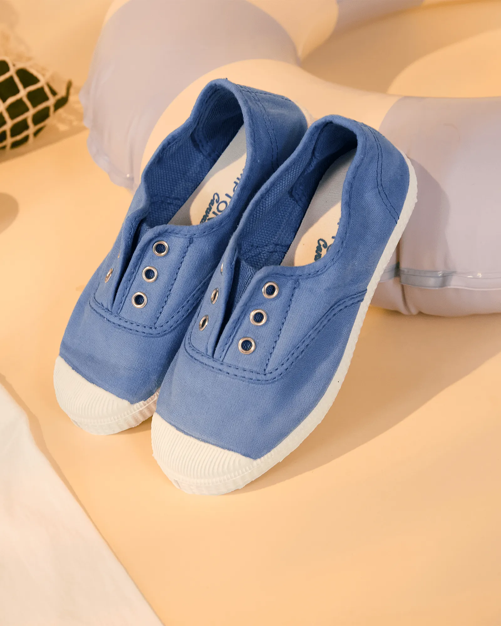 Hampton Canvas Plum Plimsolls in Cornflower Stable Walk