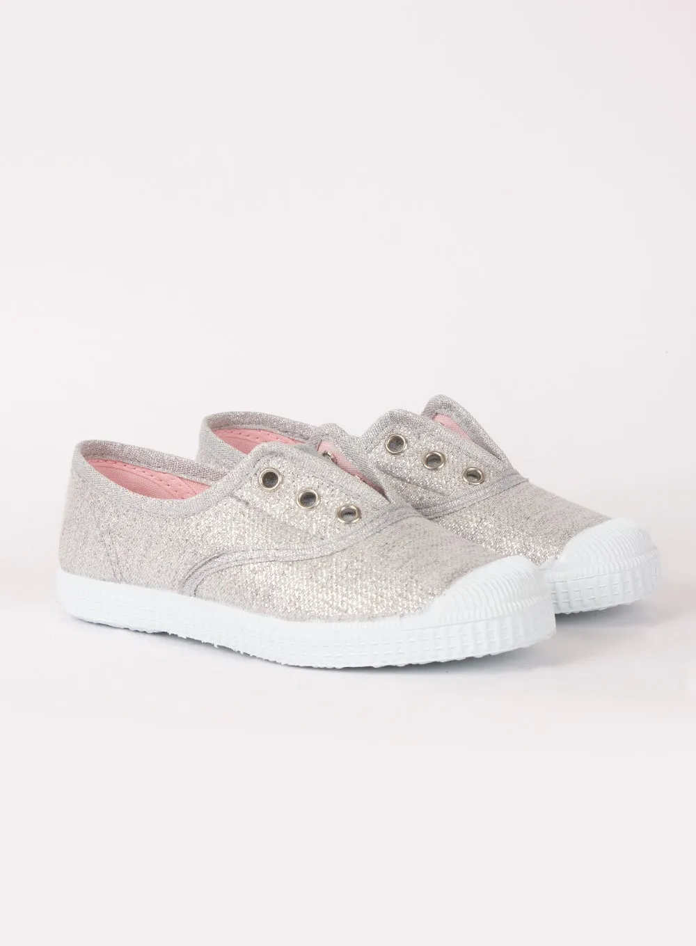 Hampton Canvas Plum Print Plimsolls in Silver Walking Essential Tree Hike