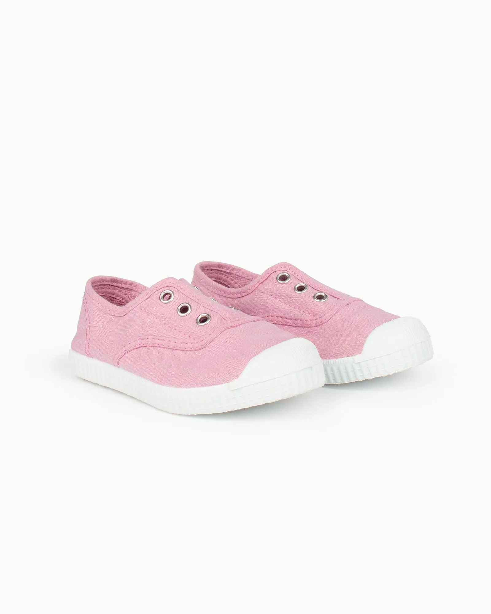 Hampton Canvas Plum Plimsolls in Rose Stretchable Material